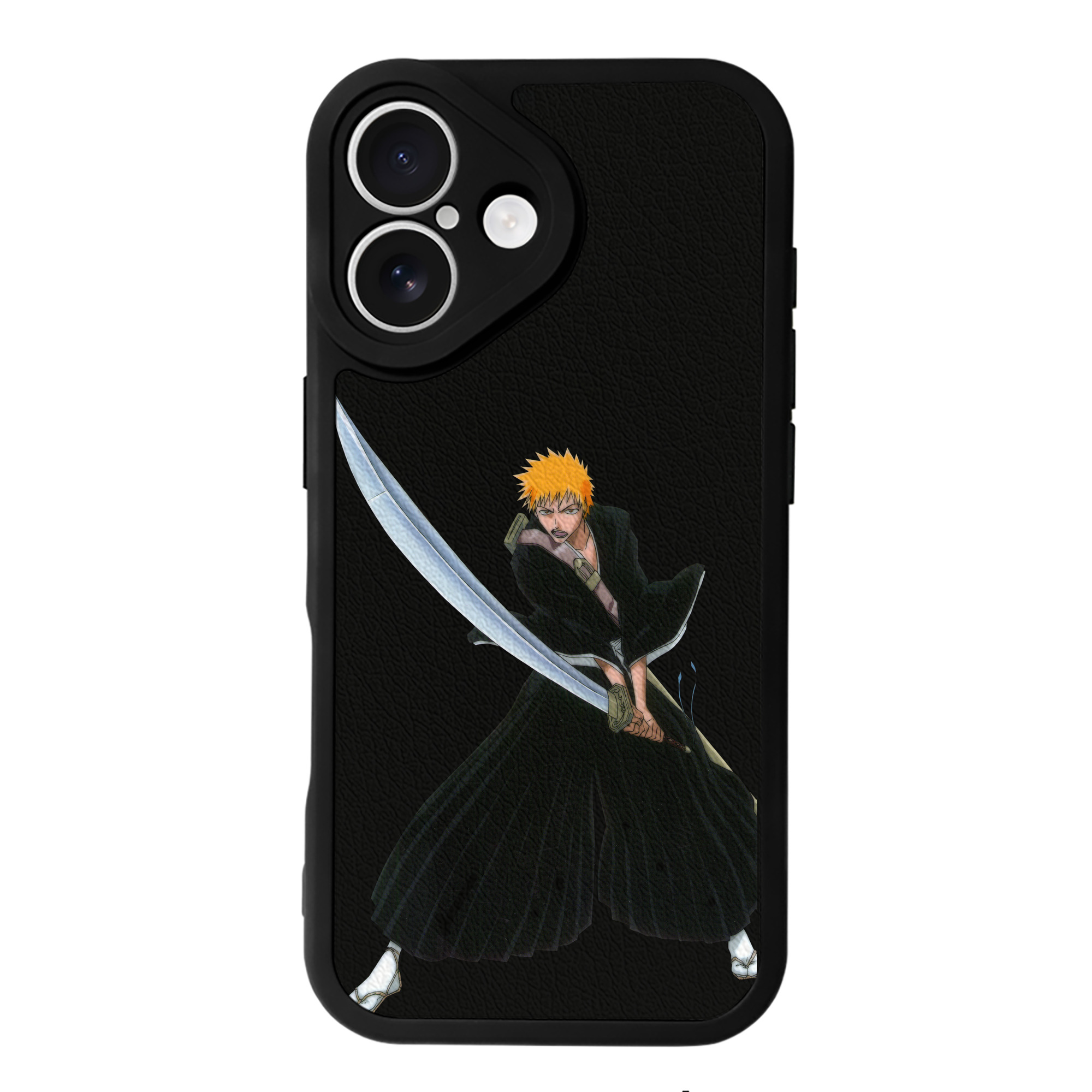 （画像用） ブリーチ 黒崎一護（くろさき いちご）BLEACH Kurosaki Ichigo 【iPhone 16シリーズ対応】シリコンスマホケース（レザー調） 材質：シリコン